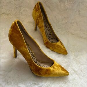 Sam Edelman Mustard Velvet Heels